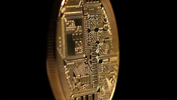 Crypto currency Gold Bitcoin - BTC - Bit Coin. Rotating on black. — Stock Video