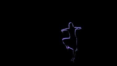 Ağır çekimde poz balerin çizim bilgisayar. Neon özetliyor