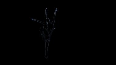 Kadın dansçı, zarif balerin ağır çekimde poz. Bilgisayar grafikleri