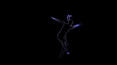 Bilgisayar grafikleri, siluet siyah arka plan üzerine dans gerçekleştirin. Ağır çekim