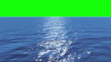 Dijital Animasyon hala mavi okyanus yeşil ekran gökyüzü altında