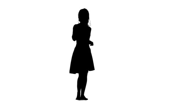 Ragazza che balla. Sfondo bianco. Silhouette — Video Stock