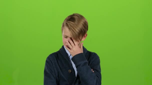 Kind ist aufgebracht und traurig. Green Screen — Stockvideo