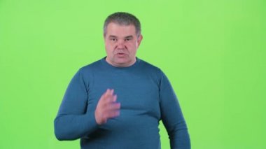 Adam onun şirket ve başarıları hakkında görüşmeler. Yeşil ekran