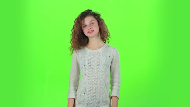 Teenage shows different emotions. Green screen — Stock Video