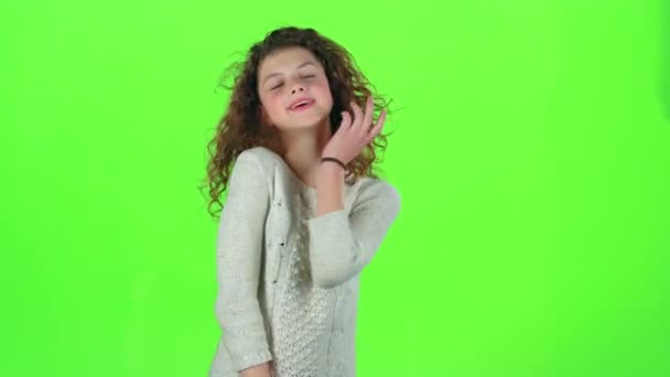 Baby shows different emotions. Green screen — Stock Video