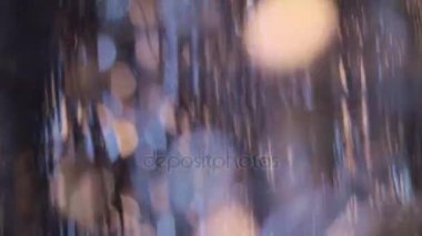 Mavi, sarı, altın, metalik, ışıkları tatil dekorasyon, parlak bokeh arka plan bulanık