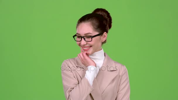 Girl dreams of her new job. Green screen — Stock Video