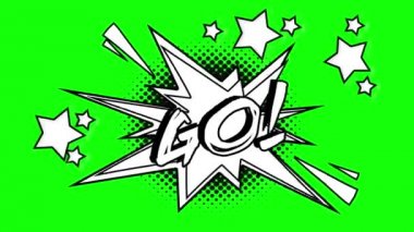 Kelimenin komik animasyon git kabarcık dışında uçar. Yeşil ekran