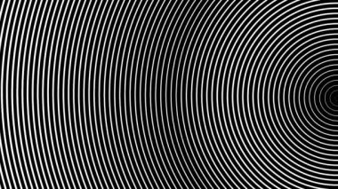 Siyah bir arka plan üzerinde hareketli beyaz yarım halkalar soyutlama hipnotize