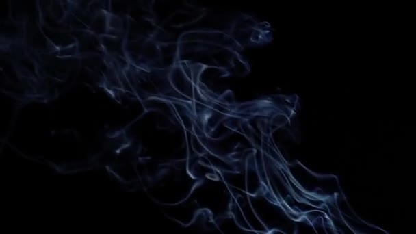 Blauwe rook abstracte slowmotion op zwarte achtergrond. — Stockvideo