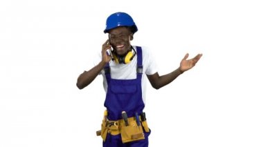 Foreman'ın Afrika kökenli Amerikalı telefonda konuşuyor. Alfa kanalı