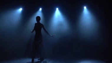 Esnek balerin etekli klasik balerin unsurları. Yavaş çekim.