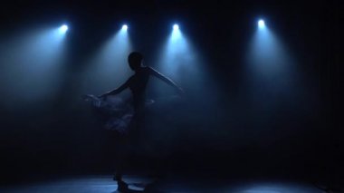 Balerin etekli çekici balerin modern bale öğeleri. Yavaş çekim.