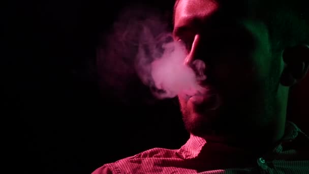 Man from a Hookah, Slow motion. silhouette — Stock Video