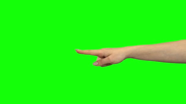 女性の手が何かを指している。クロマキー。閉じろ! — ストック動画