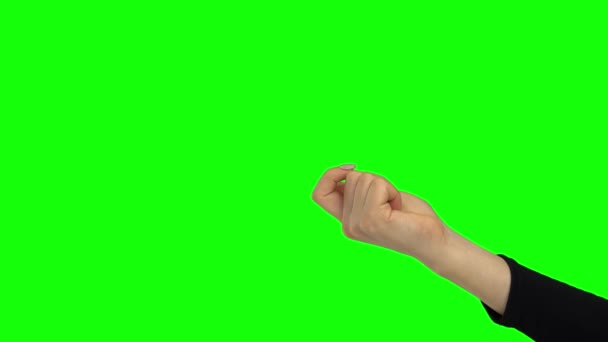 Arm in black blouse calling someone. Green screen. Close up — Stock Video