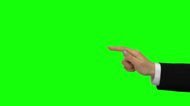 Woman arm pointing at three paragraphs. Green screen. Close up — ストック動画