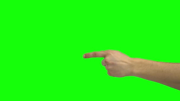 Hand manliga välja tre objekt. Chroma nyckel. Närbild — Stockvideo