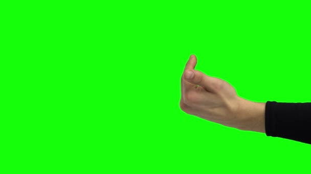 Man arm calling someone by palm. Chroma key. Close up — Stock Video