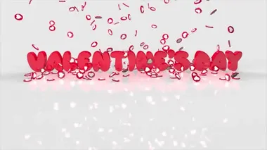 Inscription Valentines Day on a white background with mirror reflection. Hearts with animation 3D.