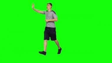 Adam koşar ve elini sallar, Chroma Key