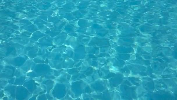 Calm blue wave water of pool. Close up. Slow motion. — Stockvideo