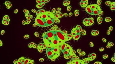 Mikroskop altında mikroplar ve bakteriler. Coronavirus konsepti. Alfa kanalı.