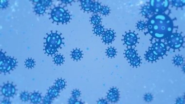 Coronavirus animasyon 3D görüntüler şiddetli akut solunum sendromu. Virüs kürelerini rastgele hareket ettiren biçim