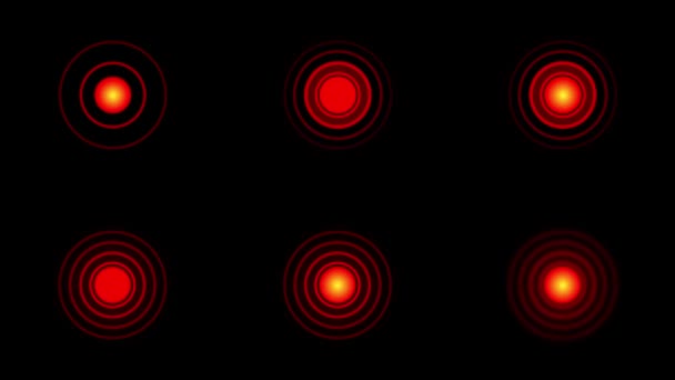 黒い背景に赤い丸や定位マークが点滅する痛み. — ストック動画