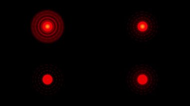 Acı kırmızı halkalar veya yerelleştirme işareti siyah arkaplanda yanıp sönüyor.