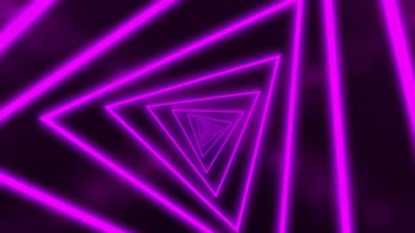 Soyut fütüristik tünelde neon lambalı uçuş animasyonu ile soyut bir arka plan. Kusursuz döngünün animasyonu.