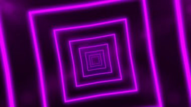 Soyut fütüristik tünelde neon lambalı uçuş animasyonu ile soyut bir arka plan. Kusursuz döngünün animasyonu.