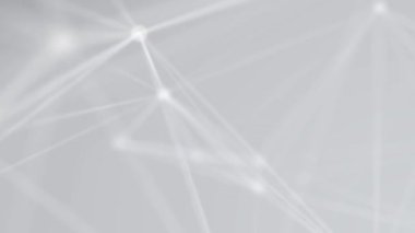 Işık arkaplanına bağlanan soyut hareket eden ağ, noktalar ve çizgiler. Ağır çekim. Kapat.