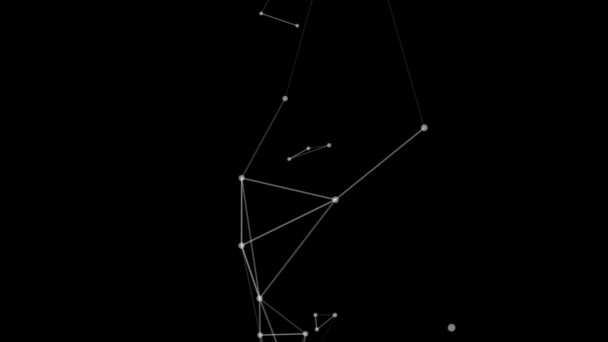 Estructura abstracta del plexo blanco que evoluciona en movimiento en el fondo negro, profundidad de campo . — Vídeo de stock