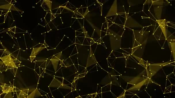 Абстрактная желтая пунктирная сетка на черном фоне. Цикл анимации. Медленное движение . — стоковое видео