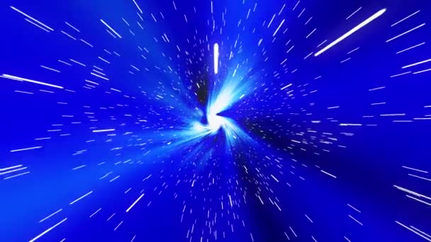 Flying in an abstract bright neon technology tunnel. Modern light. Hyper jump in data space. 3d render — Stock Video