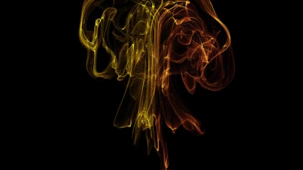 Abstraktní smyčka oranžový pohyb vlnící se tečky textury se zářícími rozostřenými částicemi na černém pozadí, explodující plamen — Stock video