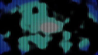 Renkli turkuaz mavi bej rengi yarım ton dalgalı akış şekli düz siyah arka planda. 3d canlandırma döngüsü canlandırması