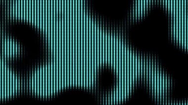 Renkli turkuaz mavi bej rengi yarım ton dalgalı akış şekli düz siyah arka planda. 3d canlandırma döngüsü canlandırması