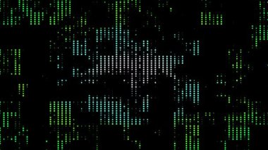 Soyut hareket yeşil bej noktalar yarım ton geometrik model düz siyah zemin. 3d canlandırma döngüsü canlandırması