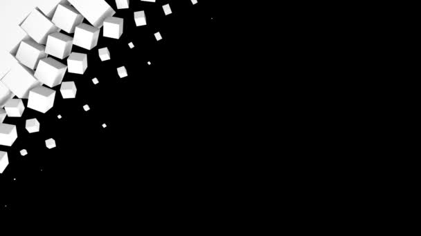 Transición de borrado de pantalla de cubos blanco y negro con canal alfa — Vídeos de Stock