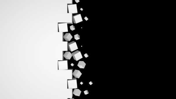 Transición de borrado de pantalla de cubos blanco y negro con canal alfa — Vídeo de stock