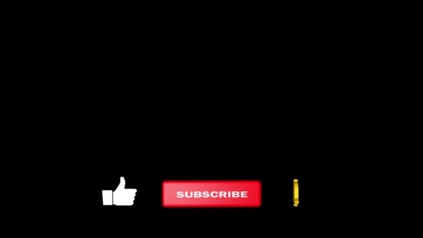 Szerkesztőségi felvétel: Animation of a Subscribe and Likes and Notification Button for Youtube motion graphics isolated at alpha channel. — Stock videók