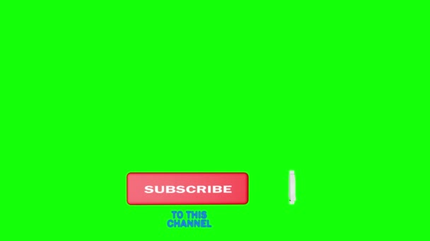 編集映像: YouTubeの動画の登録と通知ボタンのアニメーション。緑の画面. — ストック動画