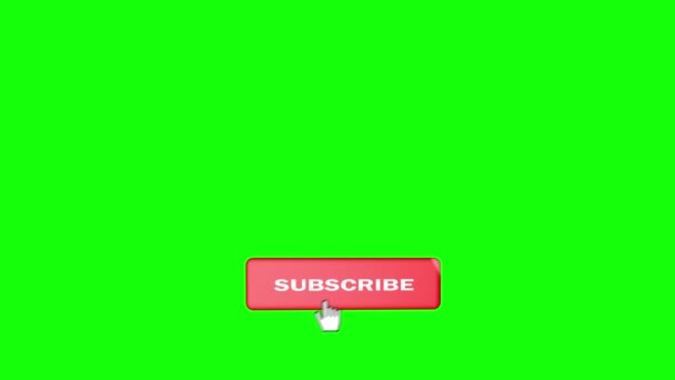 Editorial Footage: Animation of a Subscribe and Notification Button for Youtube motion graphics. Green screen. — Stock Video