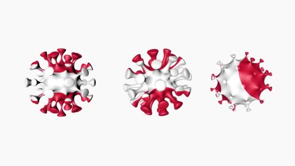 3D-animering Coronavirus 2019-nCoV av Spanien. Spanska flaggan i virus kulor covid19, på vit bakgrund. Alfakanal — Stockvideo