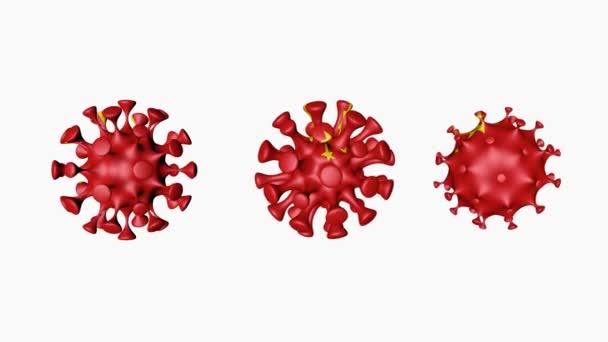 3D animatie Coronavirus 2019-nCoV van China. Chinese vlag in virus bal bollen19, op witte achtergrond. Alfa kanaal — Stockvideo