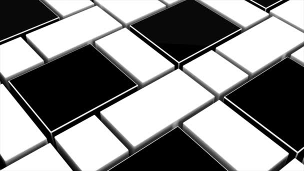 Black and white cubic moving surface. Abstract background. Motion design. Geometric pattern. — Stock Video