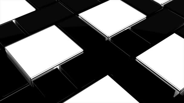 Superficie móvil cúbica en blanco y negro. Fondo abstracto. Diseño de movimiento. Patrón geométrico . — Vídeo de stock